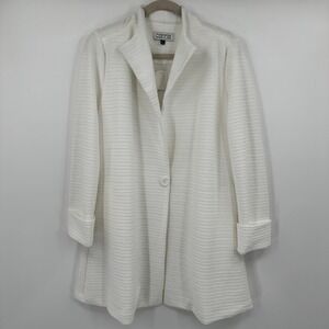 Carina Womens Textured Ivory‎ Knit Open Front Button Cardigan Coat L